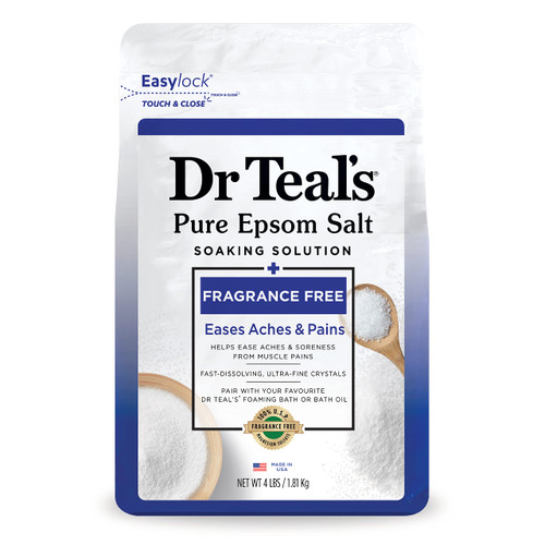 Dr Teal's Pure Epsom Salt Soak, Fragrance Free, 4 lbs (Packaging May Vary)