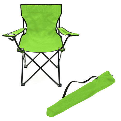 Trademark Innovations Folding Outdoor Beach Camp Chair, 18" L x 31" W x 32" H, Lime