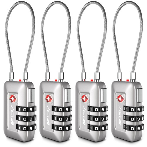 TSA Approved Luggage Travel Lock, Set-Your-Own Combination Lock for School Gym Locker, Luggage Suitcase Baggage Locks, Filing Cabinets, Toolbox, Case (Silver, 4 Pack) TSA Approved Luggage Travel Lock, Set-Your-Own Combination Lock for School Gym Locker, Luggage Suitcase Baggage Locks, Filing Cabinets, Toolbox, Case (Silver, 4 Pack)