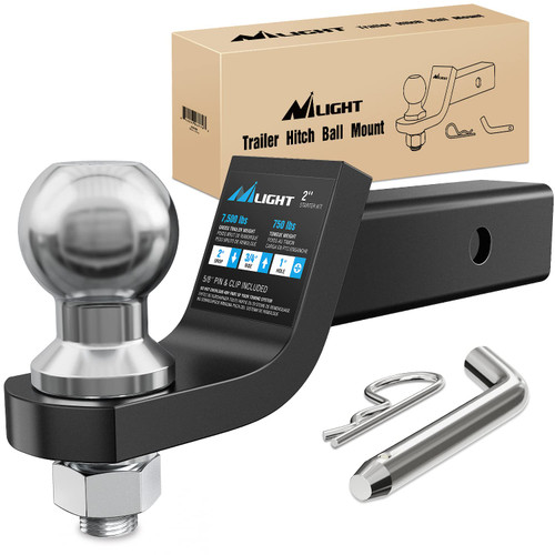 Nilight Trailer Hitch Ball Mount with 2-5/16Inch Trailer Ball & 5/8" Hitch Pin Clip Fits 2-Inch Receiver 7500 lbs 2" Drop,2 Years Warranty