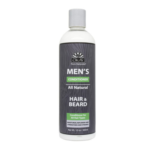 Okay men's all natural for hair & beard conditioner 12 fluid ounce, White, 12 Fluid Ounce