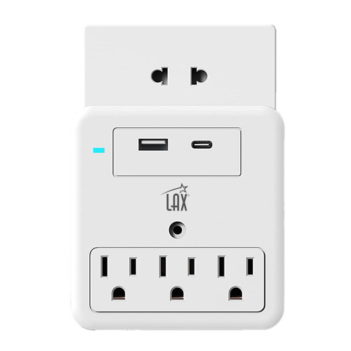 LAX Gadgets Multi-Plug Outlet - Surge Protectors 3 Wall Outlet Extender with USB-A & USB-C Port - White (USBCSRG)