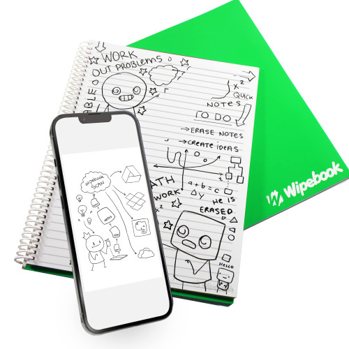 Wipebook REUSABLE NOTEBOOK - Dry Erase Notebook Available in Blank, Ruled or Graph | Dry Erase Notepad Paper for Meeting, Business, Office, Home | Mini Dry Erase Board | Ruled