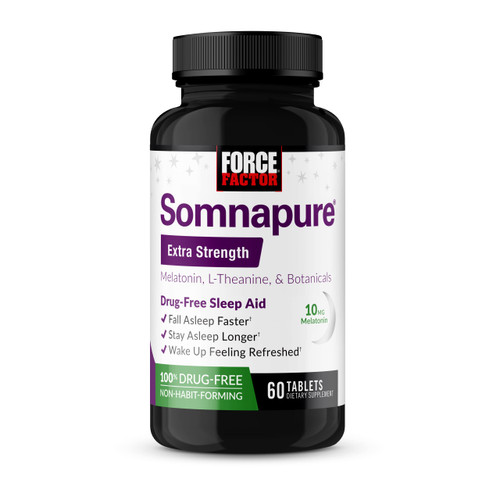 FORCE FACTOR Somnapure Extra Strength Sleep Aid to Fall Asleep Faster & Stay Asleep Longer, Sleep Aids for Adults, Sleeping Pills with 10mg Melatonin, L-Theanine, Chamomile, Lemon Balm, 60 Tablets FORCE FACTOR Somnapure Extra Strength Sleep Aid to Fall Asleep Faster & Stay Asleep Longer, Sleep Aids for Adults, Sleeping Pills with 10mg Melatonin, L-Theanine, Chamomile, Lemon Balm, 60 Tablets