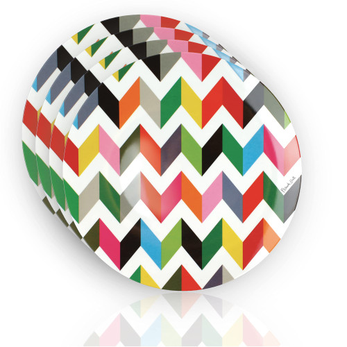 French Bull Plates - 4 Piece Set - 11 inch Melamine Dinner Plate Set - Melamine Dinnerware for Indoor and Outdoor - Ziggy