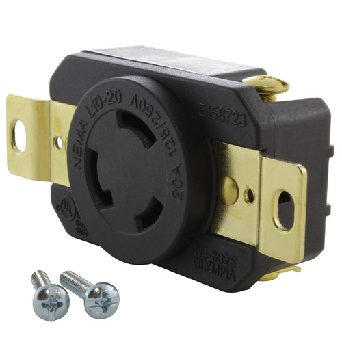 AC WORKS Flush Mount Industrial Locking Grade Receptacle (NEMA L10-20R)