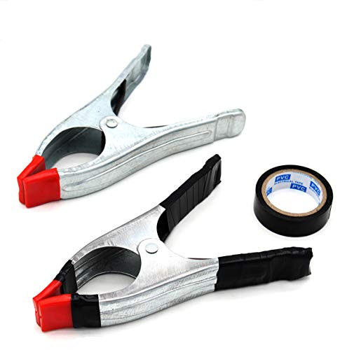 Tueascallk 2 Pcs 7" Large Super Heavy Metal Spring Clamps, Extra Large Clamping Force Woodworking Clips, Maximum 3.2" Jaw Opening, With Non-slip Handle Tape