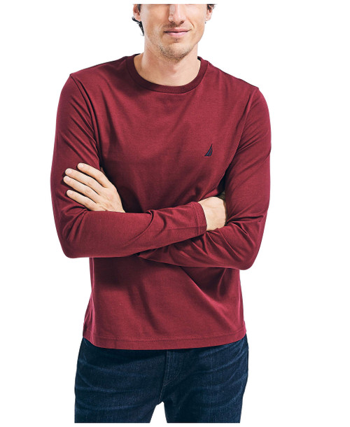 Nautica Men's J-Class Logo Long Sleeve T-Shirt, Zinfandel, Medium