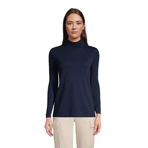 Lands' End Women s Shaped Supima Turtleneck Radiant Navy Plus 1x