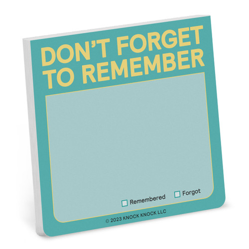 1-Count Knock Knock Don't Forget to Remember Sticky Note Pad, to Do List Notes, 3 x 3-Inches, 100 Sheets Each