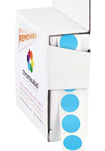 ChromaLabel 1/2 inch Removable Color-Code Dot Labels | 1,000/Dispenser Box (Light Blue)
