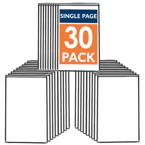 Ilyapa 30 Pack of Menu Covers 8.5 x 14 Inch Paper - Single Page, 2 View, Restaurant Menu Covers, Double Stitched Menu Sleeves 8.5 x 14 Inches, Two Clear Viewing Surfaces Restaurant Menu Covers