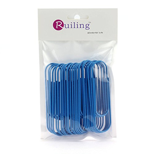 RuiLing 4" Inch (100mm) Mega Large Jumbo Giant Big Paper Clips,Vinyl Coated,Massive Mega - BLUE 25 Pack