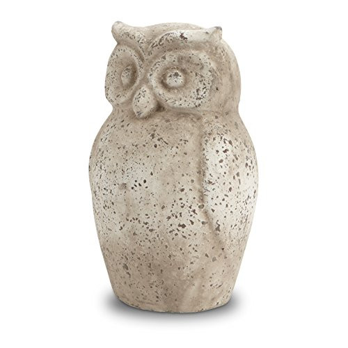 Abbott Collection Terracotta Rustic Tall Owl Garden Statue, Antique