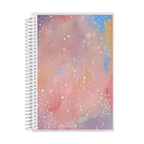 Erin Condren A5 Spiral Bound Productivity Notebook - Metallic Watercolor Starlight - 160 Lined Page Note Taking & Writing Notebook. 80Lb Thick Mohawk Paper Resists Ink Bleed