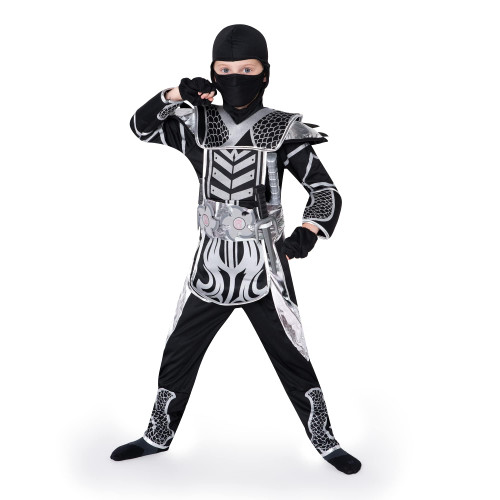 Spooktacular Creations Silver Halloween Warrior Ninja Costume for Boys and Girls, Halloween Dress Up Party, Ninja Role Playing, Themed Parties (Small (5-7yr)) Spooktacular Creations Silver Halloween Warrior Ninja Costume for Boys and Girls, Halloween Dress Up Party, Ninja Role Playing, Themed Parties (Small (5-7yr))