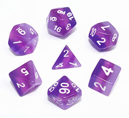 HD Polyhedral DND Dice Set Role Playing Game Dice for Dungeons and Dragons(D&D) Pathfinder RPG DND MTG Dice Purple Translucent Dice Table Game Board Games Dice Set