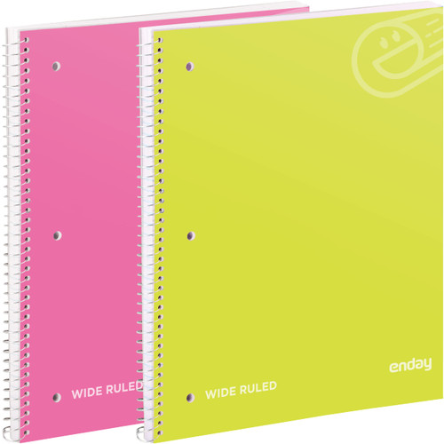 Enday Spiral Notebook Wide Ruled, 1 Subject Notebook, Hardcover Spiral Bound Notebooks for School and College, 70 Sheets lined Notebook, Pink and Yellow (2 Pack)