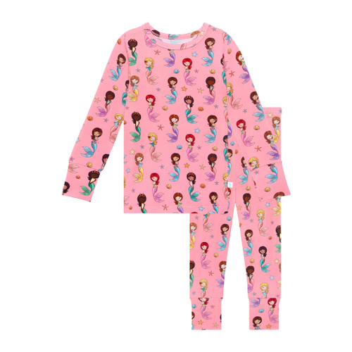 Posh Peanut Baby Pajamas Set - Toddler Sleepers Little Girl Clothes - Kids Two Piece PJ - Soft Viscose Bamboo (Mermaid, 3T)