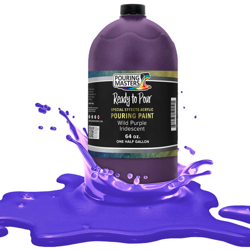 Pouring Masters Wild Purple Iridescent Special Effects Pouring Paint - Half Gallon Bottle - Acrylic Ready to Pour Pre-Mixed Water Based for Canvas, Wood, Paper, Crafts, Tile, Rocks and More