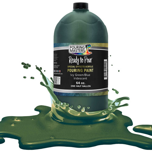 Pouring Masters Ivy Green/Blue Iridescent Special Effects Pouring Paint - Half Gallon Bottle - Acrylic Ready to Pour Pre-Mixed Water Based for Canvas, Wood, Paper, Crafts, Tile, Rocks and More