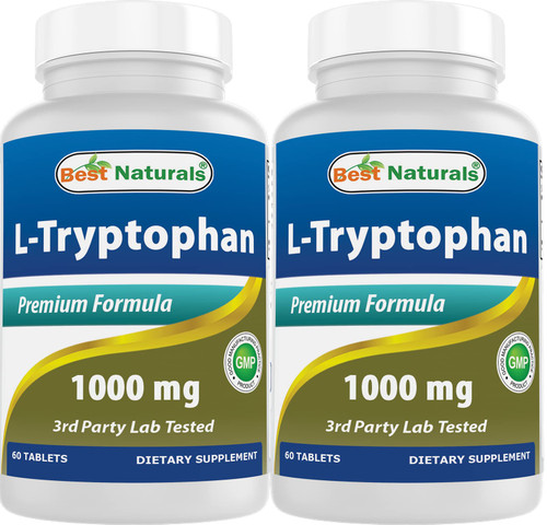 Best Naturals L-Tryptophan 1000 mg 60 Tablets (60 Count (Pack of 2)) Best Naturals L-Tryptophan 1000 mg 60 Tablets (60 Count (Pack of 2))