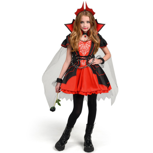 Spooktacular Creations Girls Vampire Costume, Red Dark Vampire Dress for Girls Halloween Dress up, Role-Playing and Costume parties-L Spooktacular Creations Girls Vampire Costume, Red Dark Vampire Dress for Girls Halloween Dress up, Role-Playing and Costume parties-L