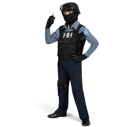 Spooktacular Creations Police Costume for Kids, FBI Cop Costume, Halloween Dress Up, Role-Playing, and Pretend Play Party-L
