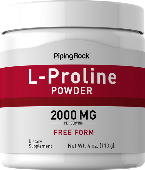 Piping Rock L-Proline Powder 4oz | 2000mg | Free Form Supplement | Vegetarian, Non-GMO, Gluten Free