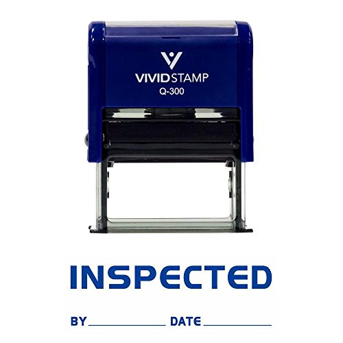 INSPECTED By Date Self Inking Rubber Stamp (Blue Ink) - Large