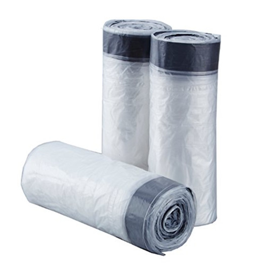 Feiupe 4 Gallon Clear Drawstring Trash Bag Garbage Bag Trash Can Liner,90 Bags (4 Gallon)