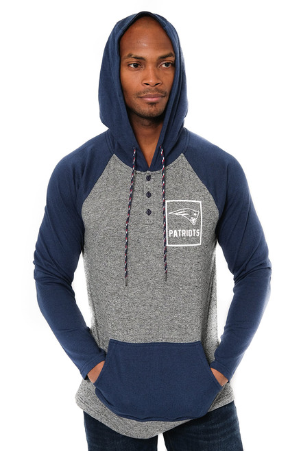 Ultra Game NFL New England Patriots Mens Fleece Hoodie Pullover Sweatshirt Henley, Team Color, Medium