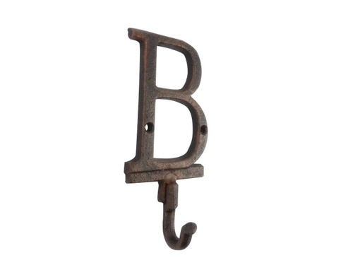 Handcrafted Nautical Decor Rustic Copper Cast Iron Letter B Alphabet Wall Hook 6"