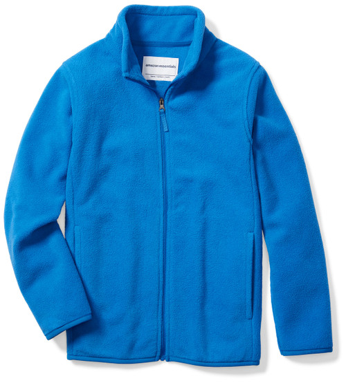 Amazon Essentials Boys' Polar Fleece Full-Zip Mock Jacket, Blue, XX-Large