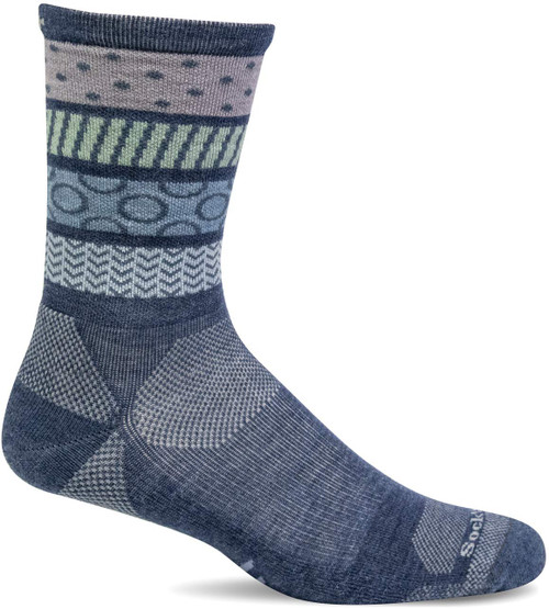 Sockwell Women's Rhythm Crew Moderate Compression Sock, Denim - M/L