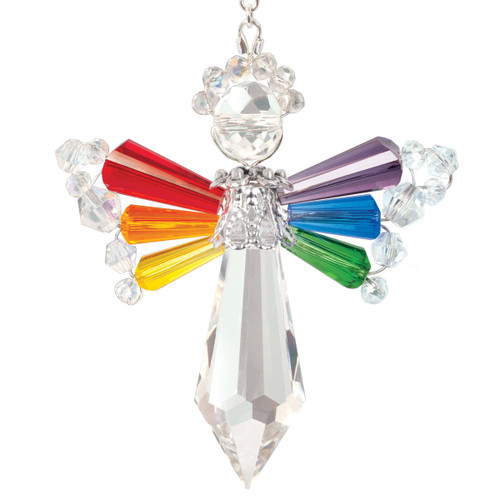 Solid Oak Birthstone Angel Crystal Suncatcher Ornament Kit-Rainbow