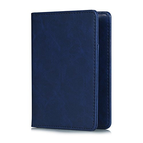 Passport Holder Travel Wallet,UUcovers Protective Premium Synthetic Leather RFID Blocking Case Cover-Securely Holds for Passport,Business Cards,Credit Cards,Boarding Passes,Darkblue