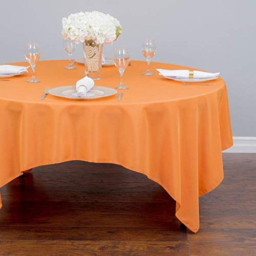 LinenTablecloth 85-Inch Square Polyester Tablecloth Pumpkin
