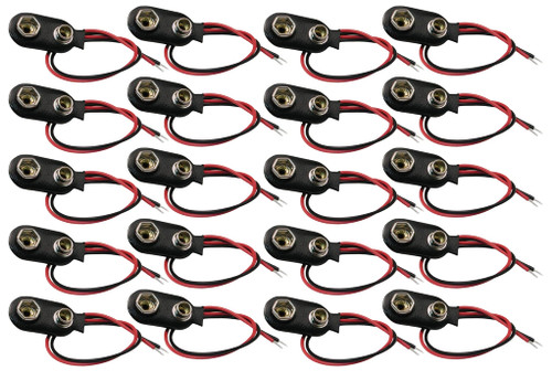 EX ELECTRONIX EXPRESS 20 Pack 9V Battery Snaps with Red and Black Leads, I-Type, 9 Volt Battery Connectors