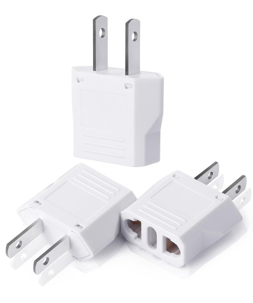 Bates- Europe to US Plug Adapter, 3 Pack, European to US Plug Adapter, EU to US Plug Adapter, Adapter Europe to USA, Plug Adapter European to American, European to American Plug Adapter, US Adapter