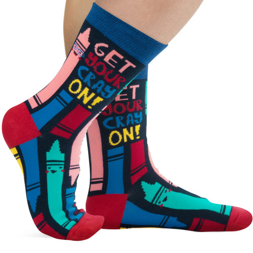 Funny Nerd Socks - Gift For Teachers, Students, Book Lovers, Math, Science Geeks (Get Your Cray On) One Size