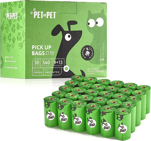 Pet N Pet Poop Bags For Dogs, Green 540 Counts Unscented Dog Poop Bag Rolls, Dog Bags For Poop, Doggie Poop Bags, Dog Waste Bags, Doggy Bags Dog Bag