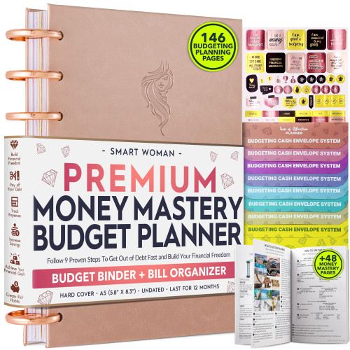 Undated Monthly Budget Planner and Monthly Bill Organizer - A 12 Month Journey to Financial Freedom, Monthly Budget Book Planner, Law of Attraction Planner and Budget Organizer with Removable Pages