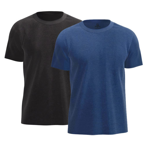 SHOHELL Solid T Shirts for Men - Pure Cotton Crew Neck, Multipack (as1, Alpha, x_l, Regular, Regular, Navy/Black - 2 Pack)
