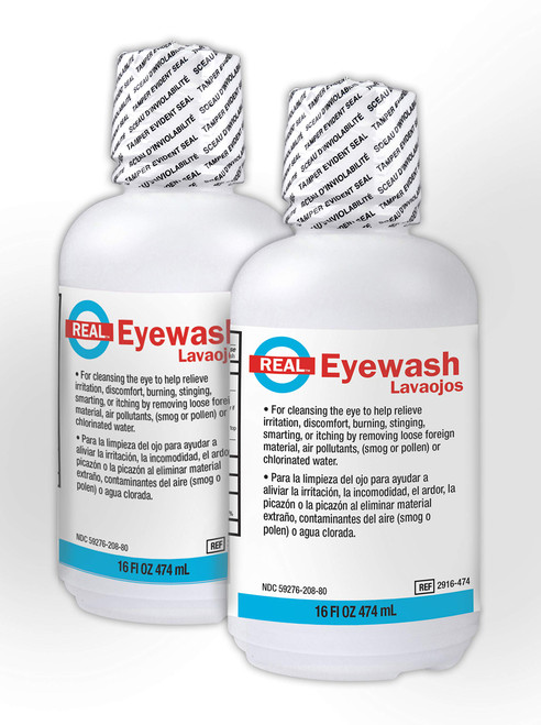 Rapid Care First Aid 66016 Sterile Isotonic Eye Wash Bottle 16 oz, FDA Compliant, Pack of 2