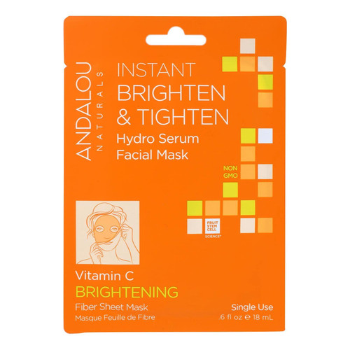 Instant Brighten & Tighten, Hydro Serum Facial Mask - Andalou Naturals (6 PACKS)
