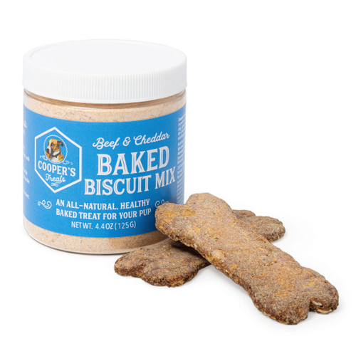 Cooper's Treats Baked Biscuit Mix - Jar of Dog Treat Mix (Beef and Cheddar)