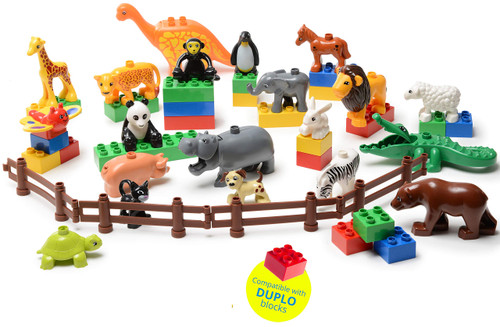 24 Pc Set of Farm and Wild Animals Building Set - Animal Toys Compatible with All Major Leading Brand Building Blocks, 20 Animals and 4 Fences 24 Pc Set of Farm and Wild Animals Building Set - Animal Toys Compatible with All Major Leading Brand Building Blocks, 20 Animals and 4 Fences
