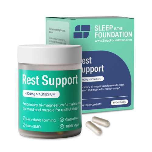 Rest Support Magnesium Supplement - Magnesium for Sleep - Non-Habit Forming Sleep Aid with Magnesium Glycinate & L-Theanine, 60 Capsules - by Sleep is the Foundation