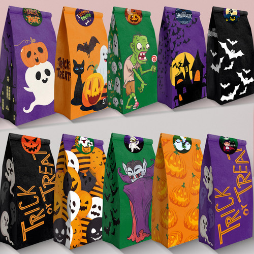 JoyX 70 Pack Halloween Trick or Treat Candy Bags, Halloween Goodie Bags Halloween Bags Halloween Treat Bags Party Supplies with Stickers (10 Designs) JoyX 70 Pack Halloween Trick or Treat Candy Bags, Halloween Goodie Bags Halloween Bags Halloween Treat Bags Party Supplies with Stickers (10 Designs)